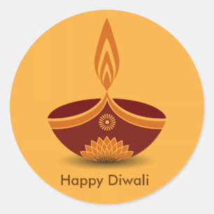 Decoratief diwali-lampontwerp ronde sticker