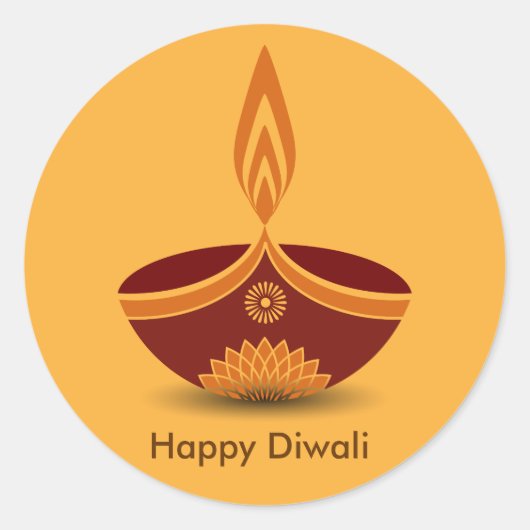 Decoratief diwali-lampontwerp ronde sticker (Voorkant)