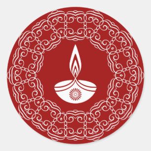 Decoratief Diwali-ontwerp Ronde Sticker