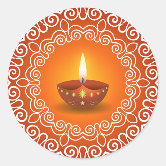 Decoratief Diwali-ontwerp Ronde Sticker (Voorkant)