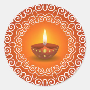 Decoratief Diwali-ontwerp Ronde Sticker