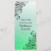 Decoratief Elegant Black Green Wedding Menu Kaart (Achterkant)