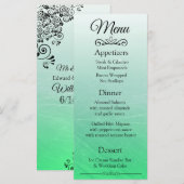 Decoratief Elegant Black Green Wedding Menu Kaart (Voorkant / Achterkant)