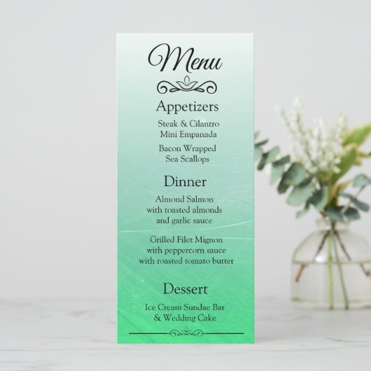 Decoratief Elegant Black Green Wedding Menu Kaart (Staand voorkant)
