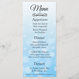 Decoratief Elegant Blauw Bokeh Bruiloft Menu Kaart