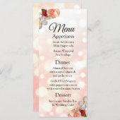 Decoratief Elegant Coral Bouquet Wedding Menu Kaar (Voorkant / Achterkant)