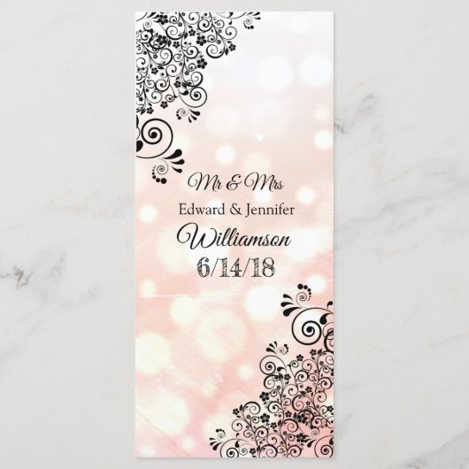 Decoratief Elegant Koraal Bokeh Bruiloft Menu Kaar (Achterkant)