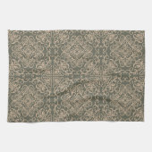 Decoratief Elegant Ornament Donkergroen Patroon Theedoek (Horizontaal)