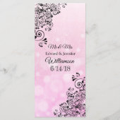 Decoratief Elegant Pink Bokeh Wedding Menu Kaart (Achterkant)