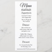 Decoratief Elegant Zwart Wit Bruiloft Menu Kaart (Voorkant)