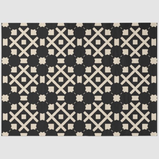 Decoratief elegant zwart-wit en beige geometrisch  tissuepapier (Voorkant)