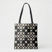 Decoratief elegant zwart-wit en beige geometrisch tote bag (Voorkant)