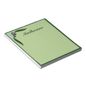 Decoratief Floral Green Border Personalized Notitieblok (Schuin)