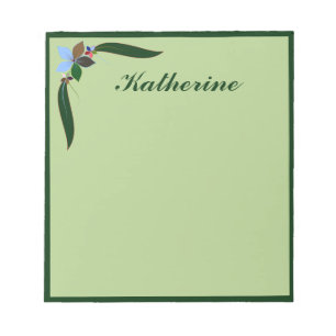 Decoratief Floral Green Border Personalized Notitieblok