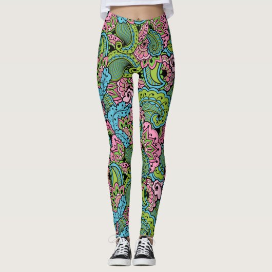 Decoratief Floral/Mandala Leggings (Voorkant)
