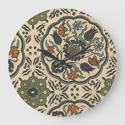 Decoratief Floral Persiaans teile design Grote Klok (Voorkant)