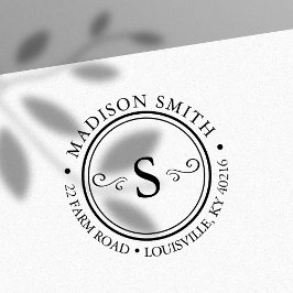 Decoratief Flourish Chic Circle Monogram Adres Zelfinktende Stempel