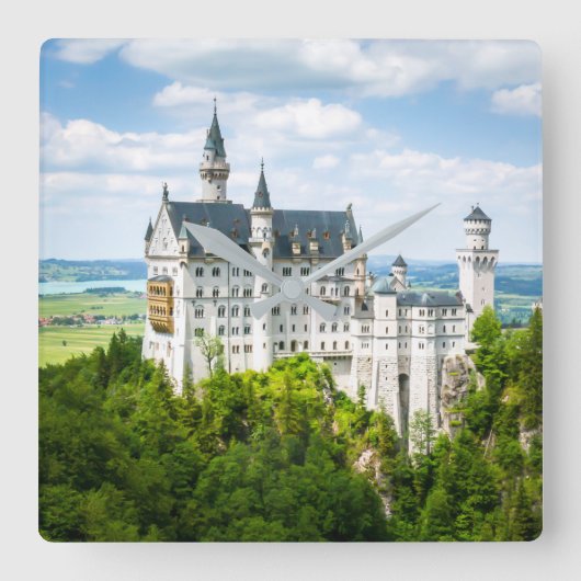 Decoratief fotografisch Neuschwanstein Castle Vierkante Klok (Voorkant)