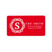 Decoratief frame monogram rood kerst etiket (Voorkant)