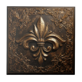 Decoratief Frans Metallic Goud Fleur de Lis Tegeltje