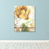 Decoratief fresco-ontwerp met Wereldbol ventilator Canvas Afdruk (Insitu (Houten vloer))