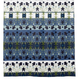 Decoratief geblazen blauw en wit douchegordijn