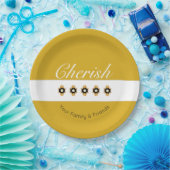 Decoratief geel en grijs papieren bordje (Feest)