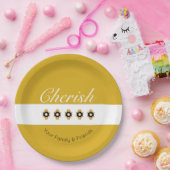 Decoratief geel en grijs papieren bordje (Feest)