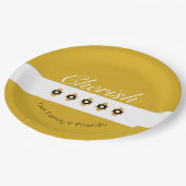 Decoratief geel en grijs papieren bordje (Gekanteld)