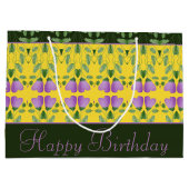 Decoratief geel groen en zwart groot cadeauzakje (Achterkant)