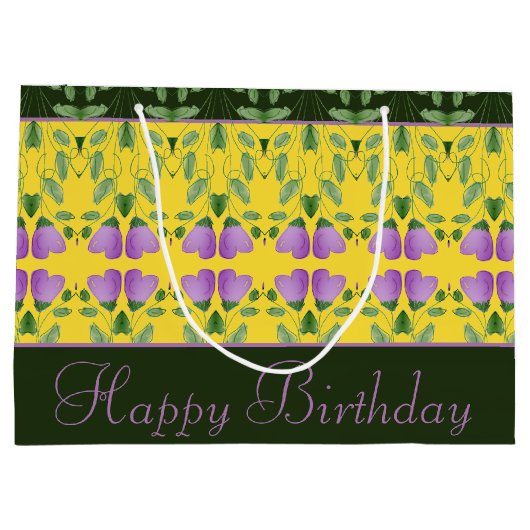 Decoratief geel groen en zwart groot cadeauzakje (Achterkant)