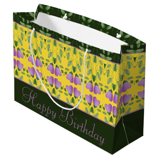 Decoratief geel groen en zwart groot cadeauzakje (Achterkant Gekanteld)