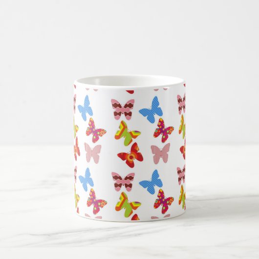 Decoratief gekleurde vlinders koffiemok (Center)