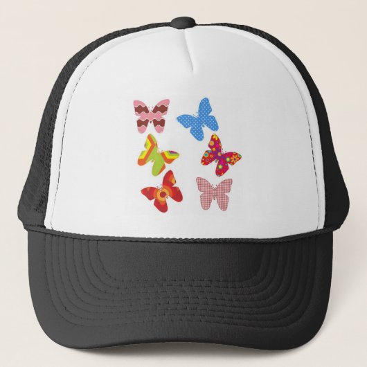 Decoratief gekleurde vlinders trucker pet (Voorkant)