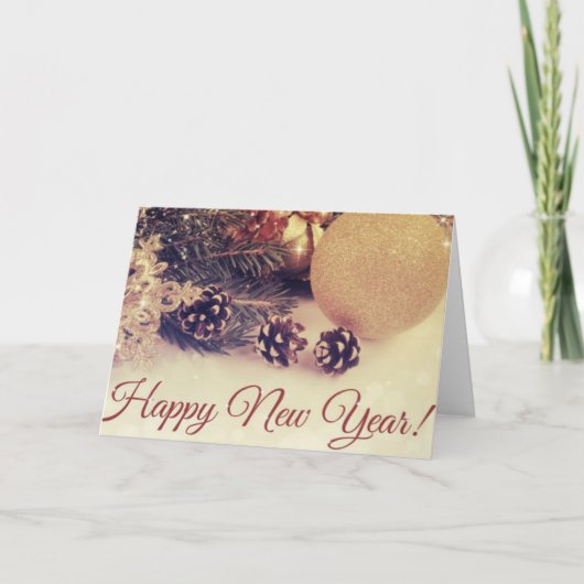 Decoratief Gelukkig Nieuwjaar Feestdagen Kaart (Voorkant)