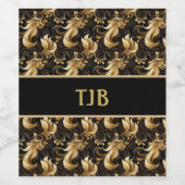 Decoratief gemarmerd zwart goud wijn label etiket (Enkel label)