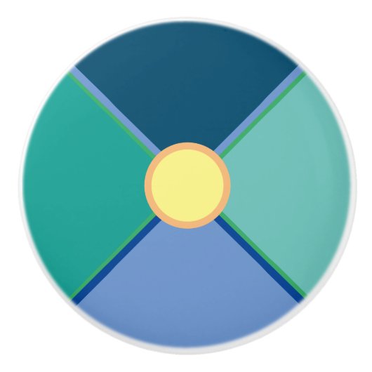 Decoratief geometrisch blauwgroen groen, citrusvru keramische knop (Voorkant)