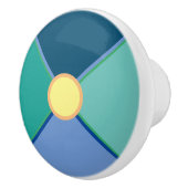 Decoratief geometrisch blauwgroen groen, citrusvru keramische knop (Rechts)