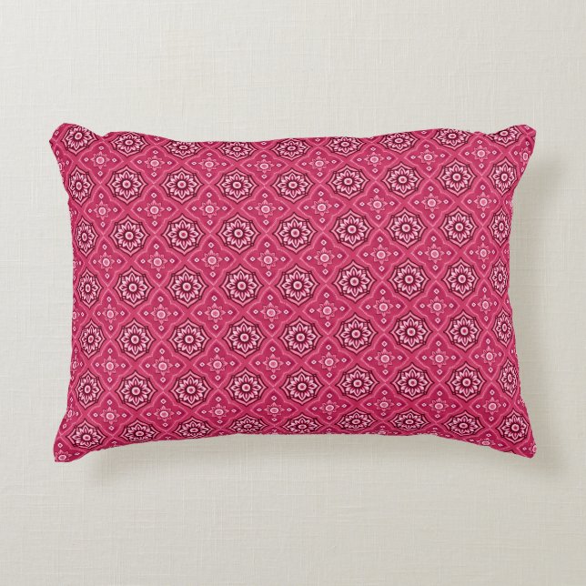 Decoratief geometrisch bloemenpatroon accent kussen (Voorkant)