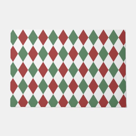 Decoratief geometrisch patroon Bugundy Olijfgroen Deurmat (Voorkant)