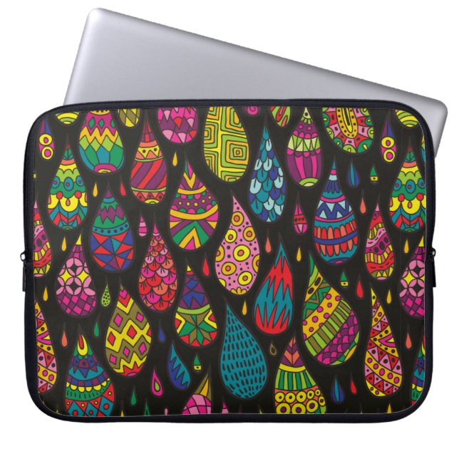 Decoratief gepatterde druppels naadloze achtergron laptop sleeve (Voorkant)