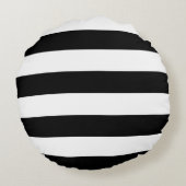Decoratief Gestreept Zwart & Wit Streepjespatroon Rond Kussen (Achterkant)