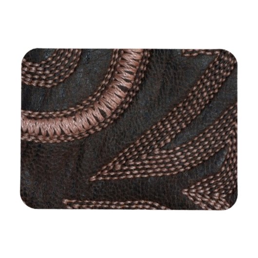 Decoratief gezaagd  leder van bruin magneet (Horizontaal)