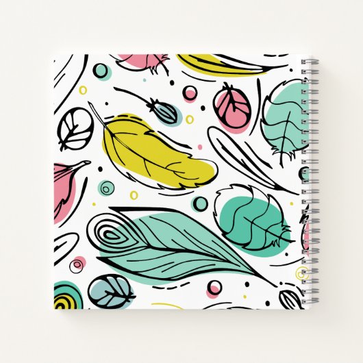 Decoratief girale bladpatroon l Modern roze Notitieboek (Achterkant)