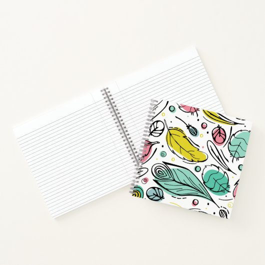 Decoratief girale bladpatroon l Modern roze Notitieboek (Binnen)