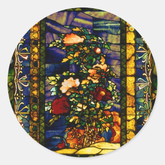  decoratief Glas in lood Ronde Sticker (Voorkant)
