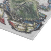 Decoratief glas voor blauwe krab snijplank (Hoek)