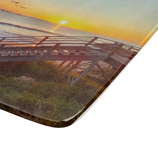 Decoratief glazen kappersbord - Zonneset Snijplank (Hoek)