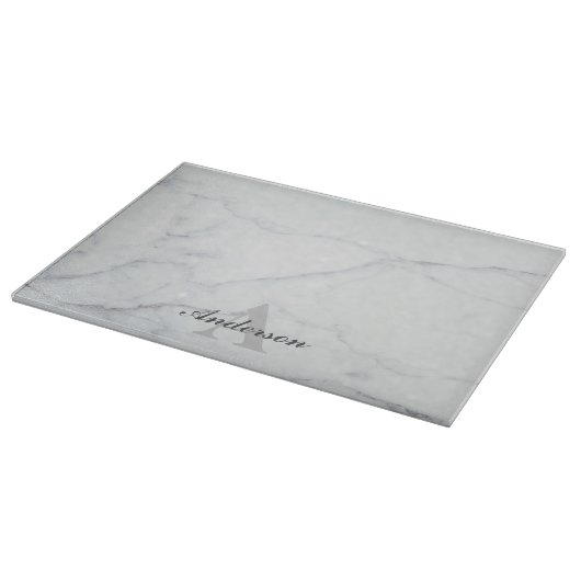 Decoratief glazen kapstok - Grijze marmer Snijplank (Hoek)