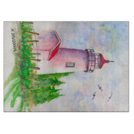 Decoratief glazen snijvlak - vuurtoren snijplank